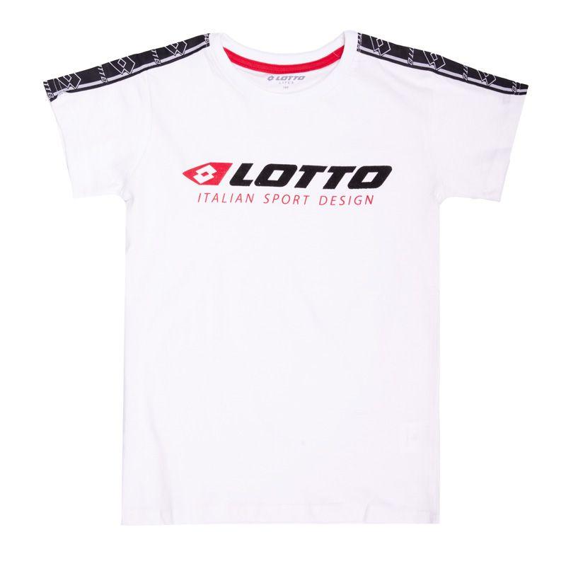 Cotton T-shirt Printed Logo Piping Sleeves Child LOTTO