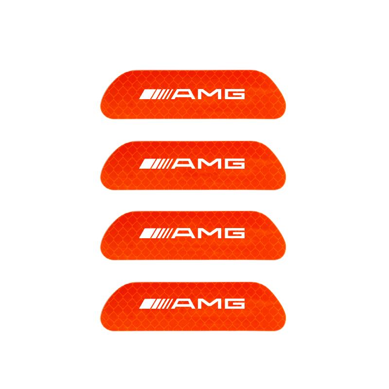 VFO1 4PCS Car Door Reflective Sticker Warning Reflector Sticker Decal Auto Styling For Mercedes benz AMG A B C E G CLA GLK CLASS W221
