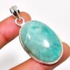 Amazonite Gemstone 925 Silver Plated Handmade Jewelry Pendant 1.89"