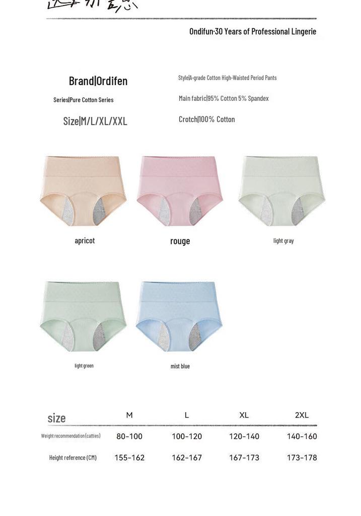 Ordifen Women's Pure Cotton 10A Antibacterial Period Panties