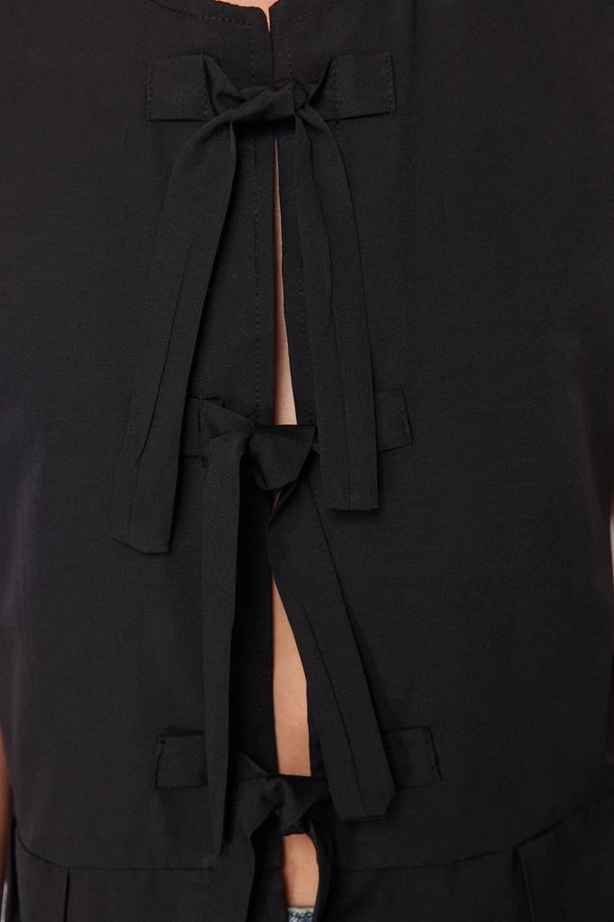 Women's Fashion Black Regular Woven Blouse