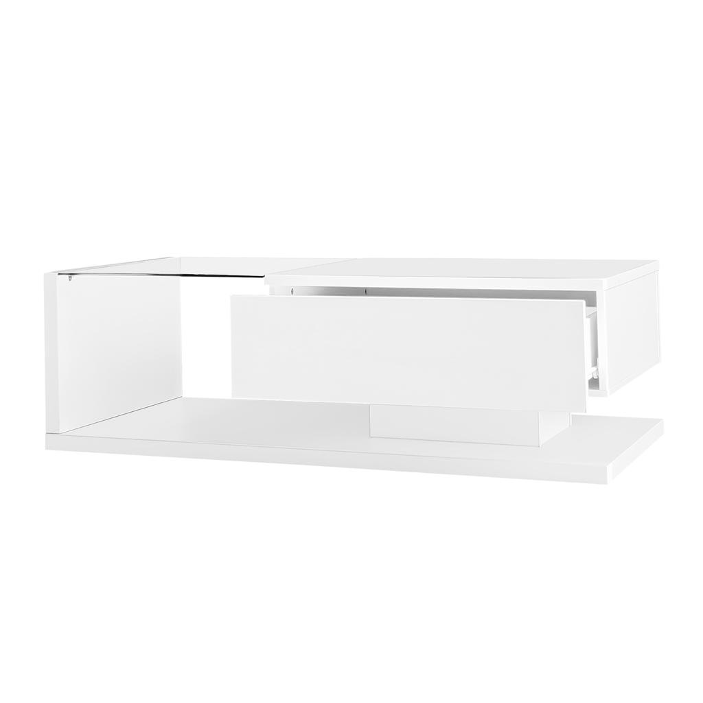 Coffee Table, High Gloss White. Side Tables, Coffee Tables with Glass and LED Effect