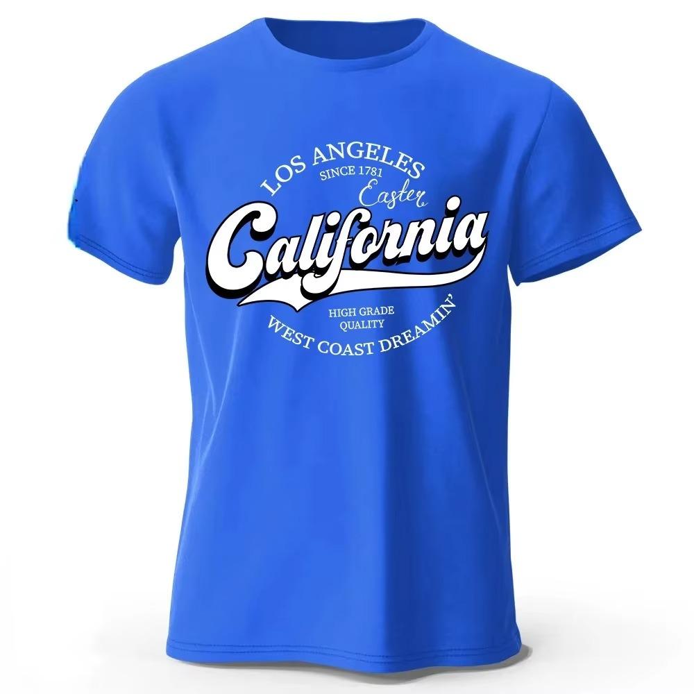 Summer Fashion Heavyweight Retro Men's English Letters 100% Cotton Printed Round Neck High-quality Casual Fitness Street T-shirt