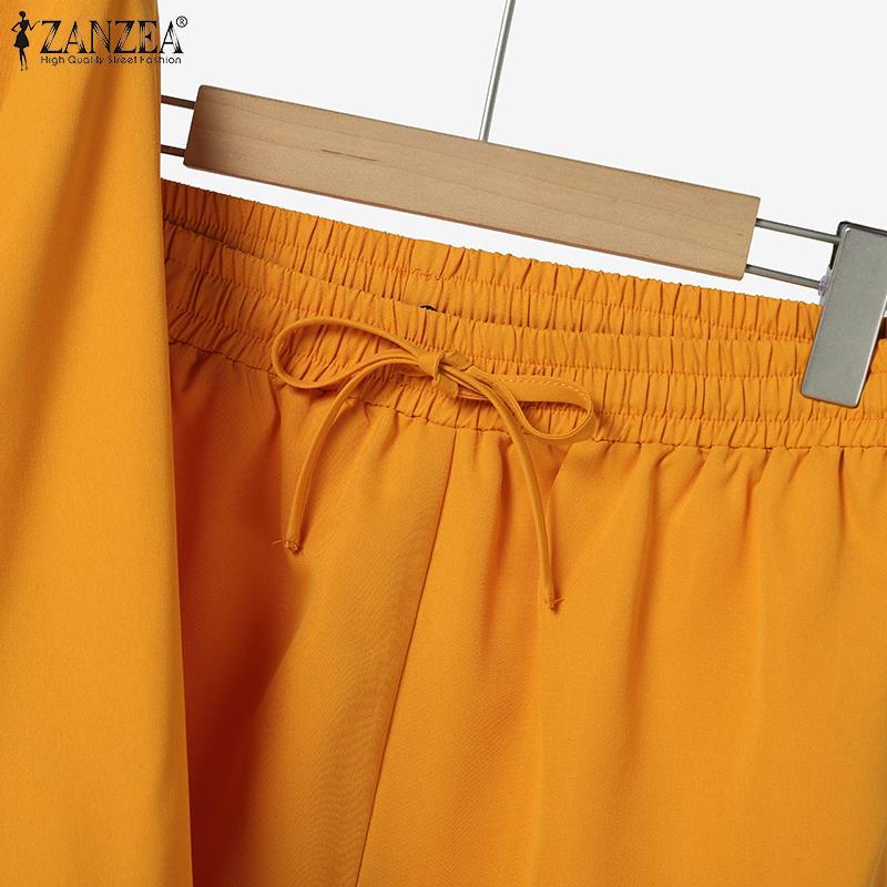 ZANZEA Женский повседневный костюм из двух частей с принтом и блузкой с рукавом 3/4 и брюками