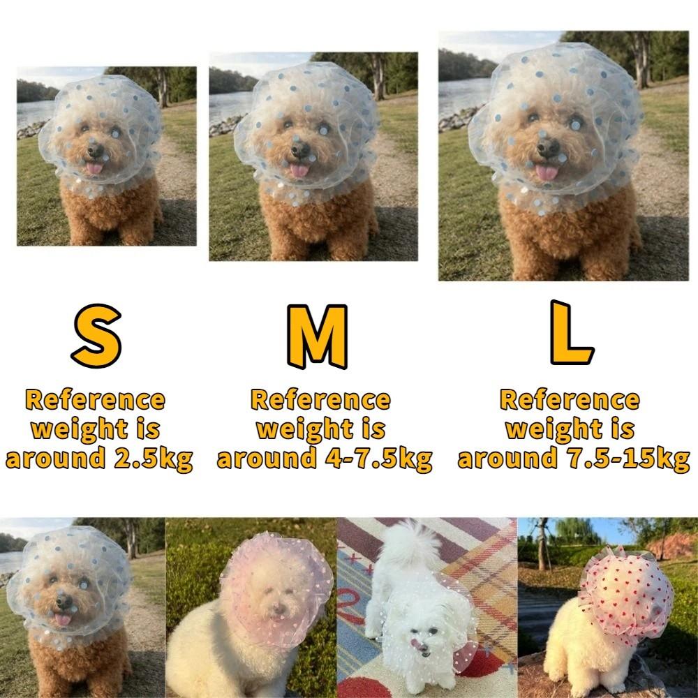 Mesh Pet Anti-Mosquito Headgear Breathable Love/Wave Point Pattern Dog Decorative Headgear Adjustable Dog Face Mask