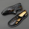 Сшитые вручную мужские повседневные туфли Новые летние мужские сандалии Универсальные мужские кожаные туфли на плоской подошве Модные ажурные туфли Дышащие кроссовки