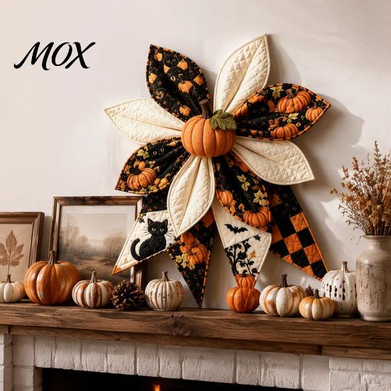 Oversized Bow Sewing Pattern Patchwork Kit, Large Fabric DIY Sunflower Handmade Home Decor Accessories Pumpkin Quilted Craft Kit for Adults, Farmhouse