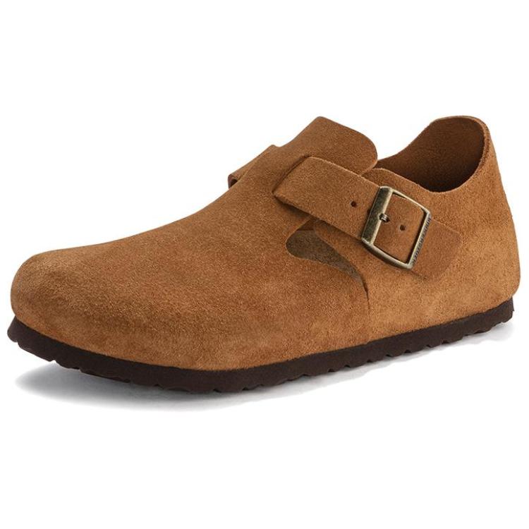 Birkenstock Лондонские замшевые кожаные норковые унисекс кроссовки коричневые 1023519