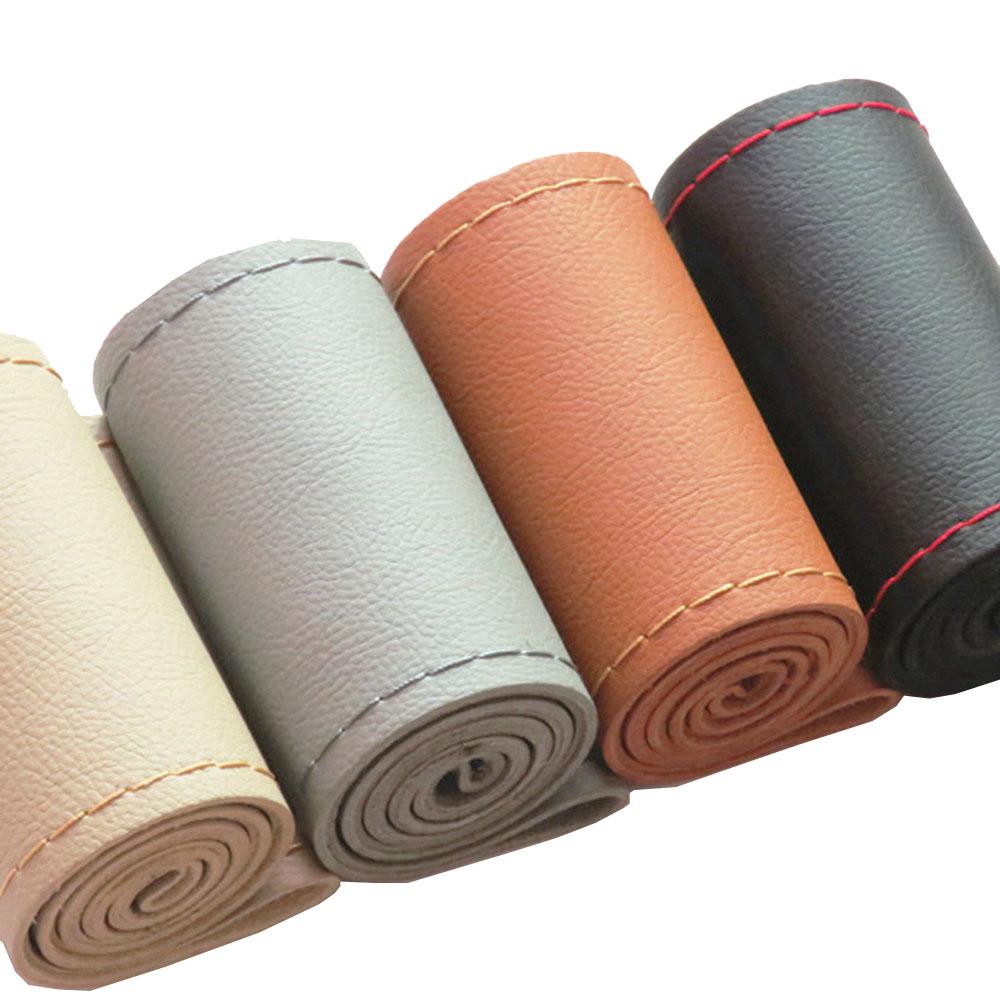 Чехол на руль автомобиля 15 дюймов/38 см, оплетка из мягкой искусственной кожи на руле с иглой и ниткой