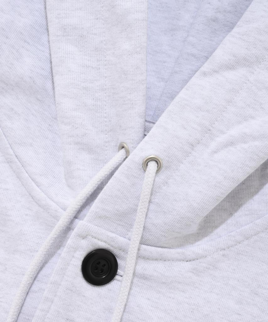Covernat C Logo Button-Up Hoodie Zip-Up Heather Grey
