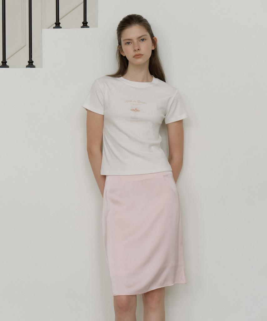 Riorg Gir Satin Midi Skirt Pink
