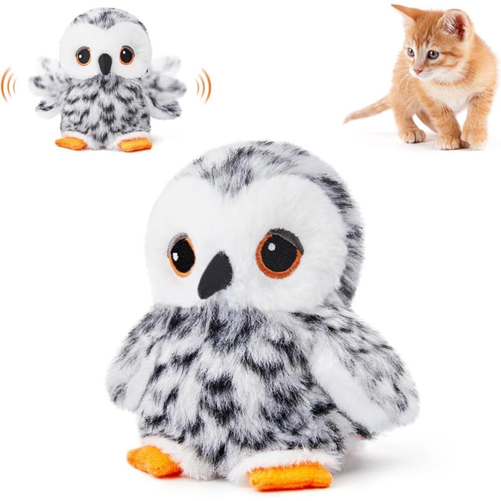 Hangable Flapping Bird Sparrow Cat Toy USB Pet Simulation Owl Toy