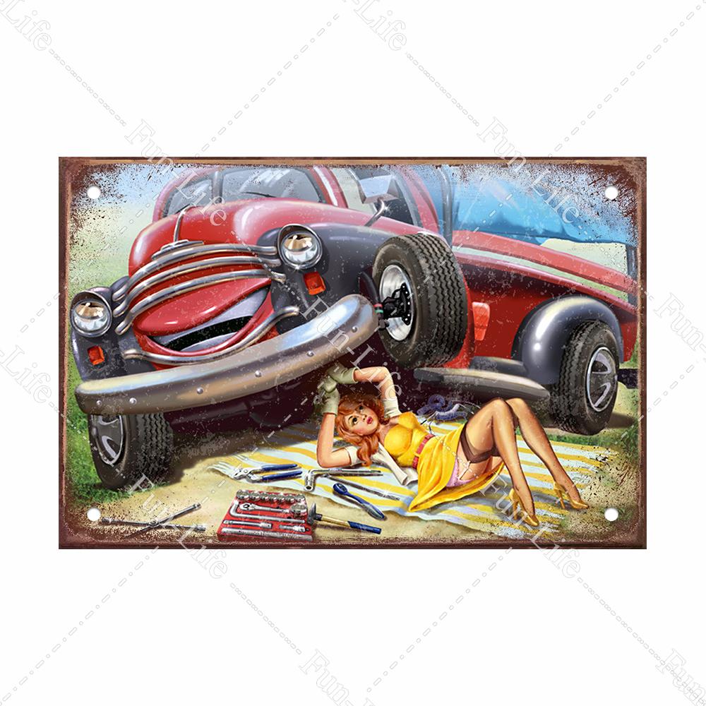 Красота девушки винтажный металлический плакат Ретро жесть Компактная автомобильная жестяная вывеска доска для домашнего паба, бара, кафе, гаража, декор стен 20x30 см