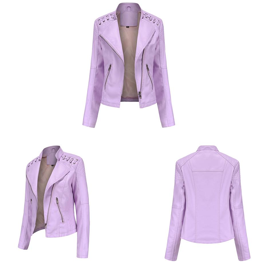 Women's Stylish Faux Leather Jacket Classic PU Moto Biker Fashion Zip Up Casual Short Coat Slim Outerwear with Retro Lacing Detail S-4XL Plus Size