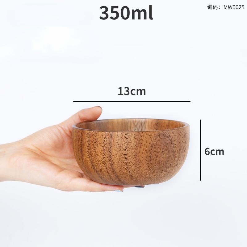 Простая миска из акации, бытовой салатник для смешивания, деревянная миска для замешивания, миска из массива дерева, утолщенная миска для замачивания, деревянная посуда