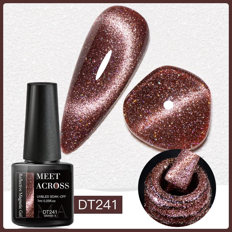 MEET ACROSS 7 мл магнитный гель-лак для ногтей «кошачий глаз» полуперманентный динамический блестящий светоотражающий гель для ногтей замачиваемый УФ-гель лак для дизайна ногтей