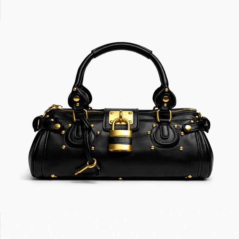 Vintage Lock Clasp Pillow Bag Small PU Handbag Women Street Style Daily Use