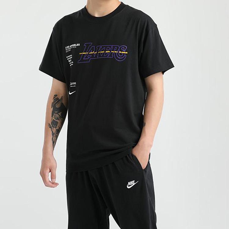 Nike Мужские футболки NBA Черные с круглым вырезом Умеренный прямой крой CK8028-010