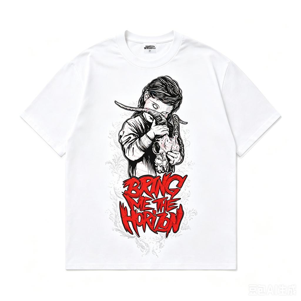 Bring Me The Horizon Футболка с принтом Count Your Blessings Goat Girl 100% хлопок Унисекс Унисекс Популярная Модная Оверсайз Футболка Streetwear