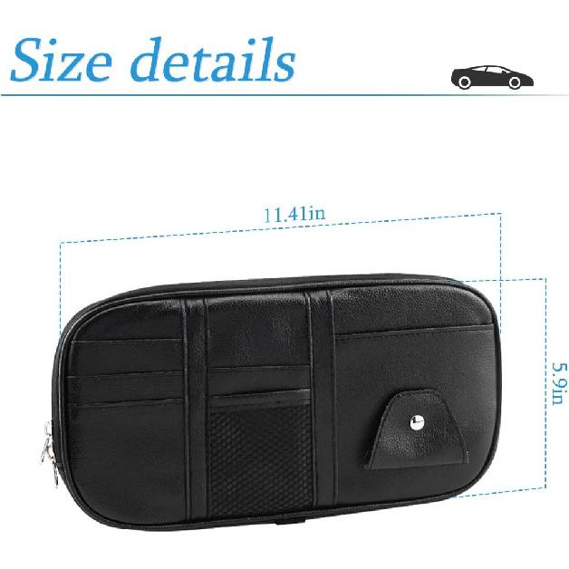 Car Sun Visor Organizer, Sunglass Holder And Storage Pocket, Card Cash Pouch With Multi-Pocket Net Zipper, Case Bag For License Pen Key, Auto