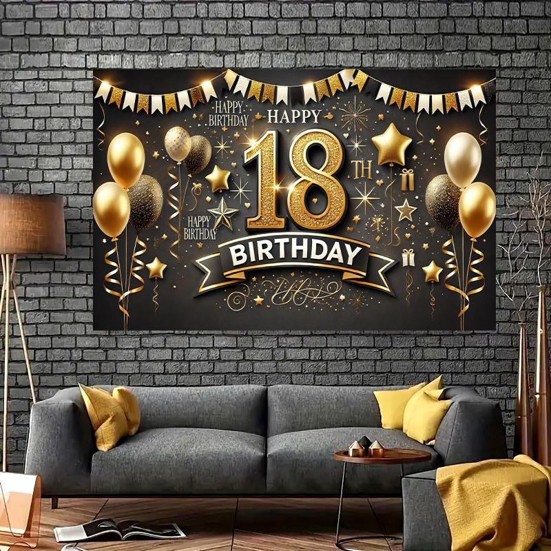 18th Birthday Banner - Luxurious Colorful Background - Multi functional Decoration for Indoor and Outdoor Celebrations