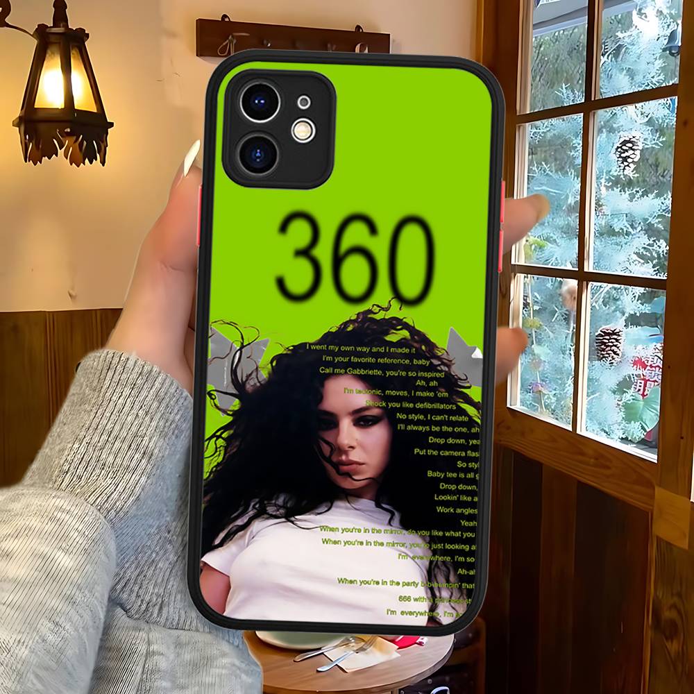 C-Charlis XCX B-BRAT For IPhone 16 15 14 13 12 11 Pro Max X XS MAX Plus Translucent Black Phone Cover