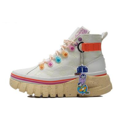 Li Ning Pursue X Earth Day Limited Edition Удобные дышащие высокие повседневные туфли Женские кроссовки Vanilla-White AGCR262-2