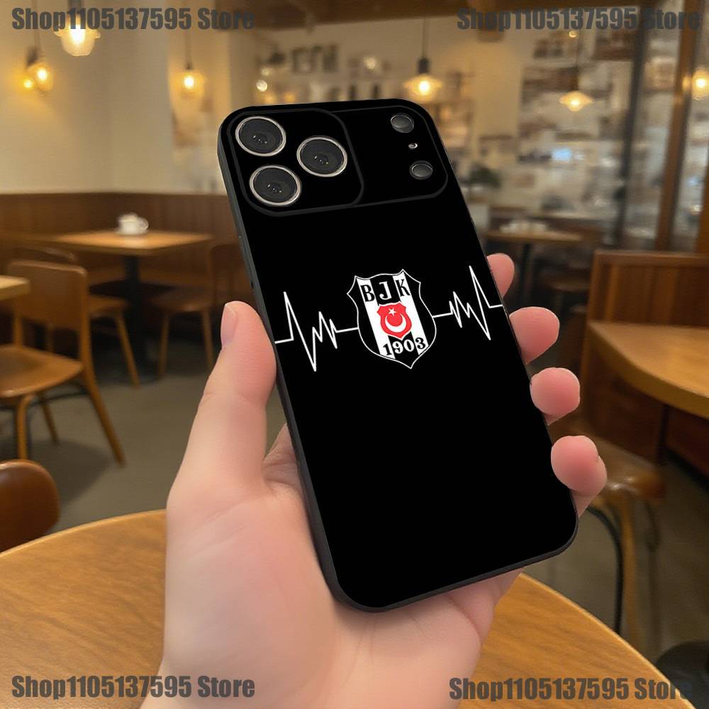 Модный Чехол для Телефона B-besiktas B-BJK Для iPhone 17,16,15,14,13,12,11,Pro,XS,Max,XR,Plus,E,SE4,Mini Черный Мягкий Чехол