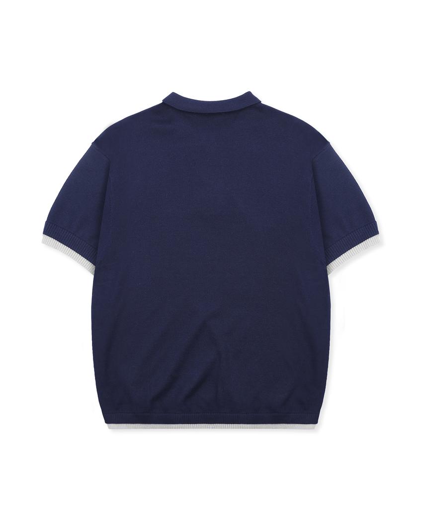 XTONZ Xtk181 Colored Layered Collar Knit (Navy)