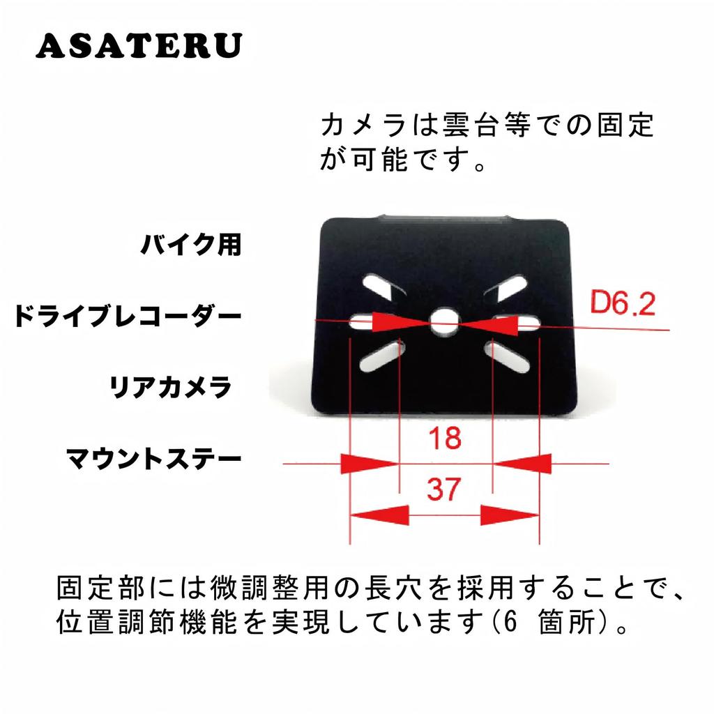 ASATERU ARCS0160B Motorcycle Dash Mount, Rear Camera, License Plate Mount, Left and Right Side,