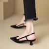 New Pointed Toe Sexy Mid Heels Party Shoes Women Sandals Designer Summer Brand Pumps Slingback Casual Shoes Dress Slippers