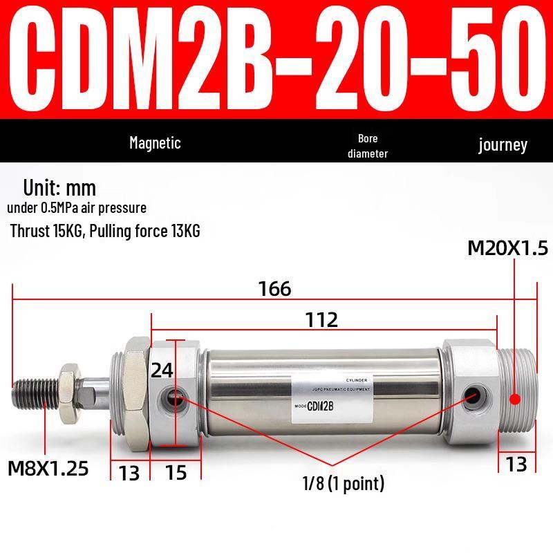 Миниатюрный пневматический цилиндр из нержавеющей стали CDM2B20/25/32/40*100X25-50-75-125-200