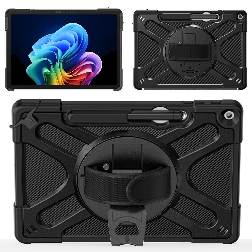 Shockproof Hybrid Case for Microsoft Surface Pro 12 Inch 2025 12" Heavy Duty Cover with Pen Slot Hand Strap 3-Layers Protection