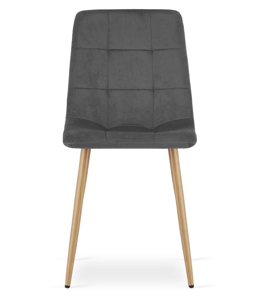 KARA chair - dark gray velvet / wood color legs x 2