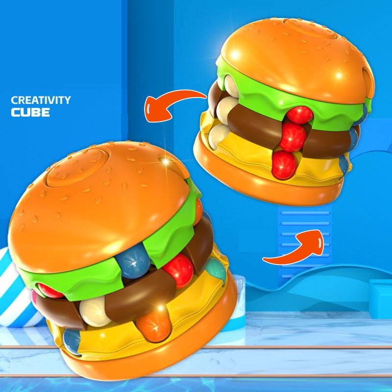 Fun And Colorful Burger Cube Fidget Spinner Toy For Kids With Stress Relief Features