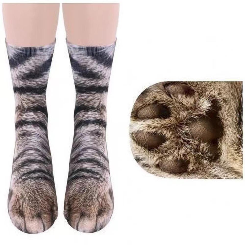 Unisex Adult 3D Print Animal Paw Socks Cotton Thermal Calf Socks Creative Novelty Stocking
