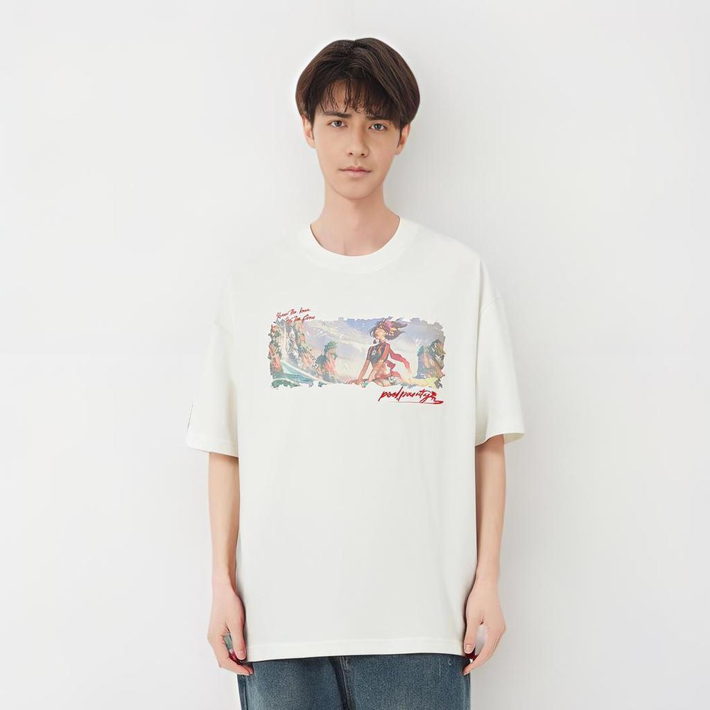 Футболка Li Ning X League Of Legends Collaboration Pool Party Series с принтом в виде букв, удобная, дышащая, свободная, с коротким рукавом AHSUA63-1