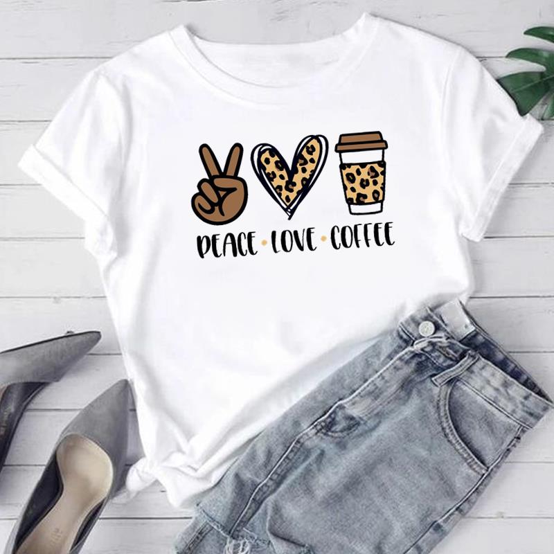 (Азиатский размер) Женская футболка с надписью «Кофе» в стиле 90-х годов, милая модная футболка, женская футболка, футболка с короткими рукавами и принтом, футболки с графическим рисунком