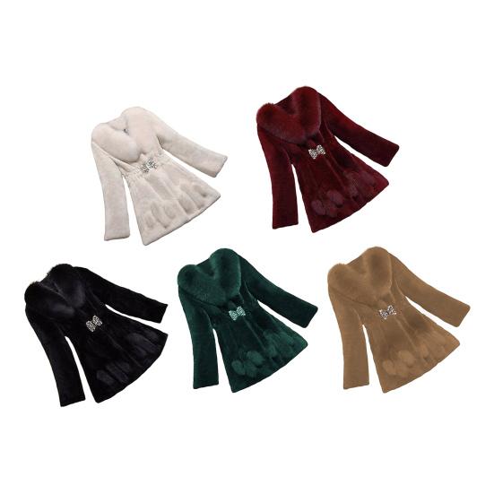 Женское зимнее пальто из искусственного меха средней длины со стразами, эластичная узкая талия, однотонная плотная верхняя одежда, куртка для выпускного бала знаменитостей