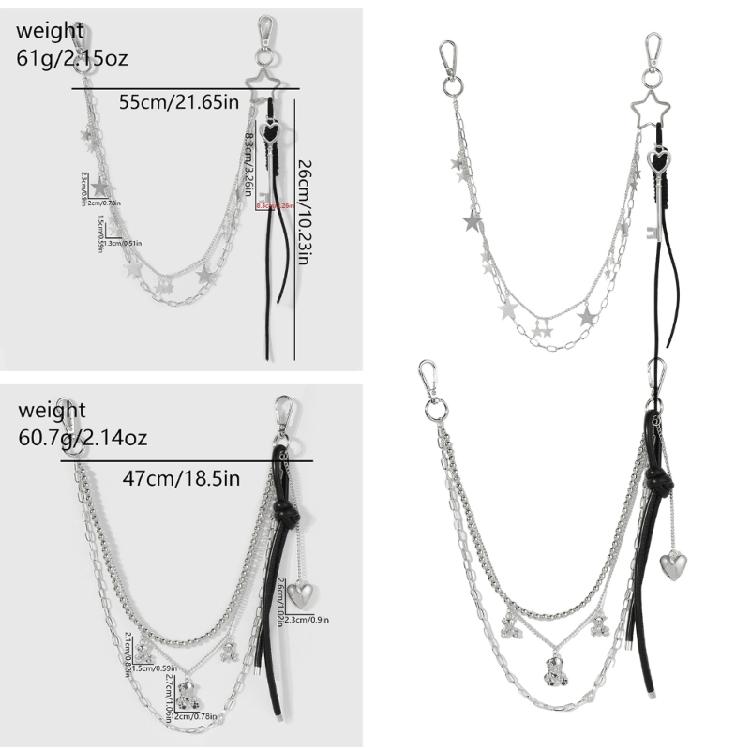 Цепочка на пояс для брюк Сердце Металлическая для Унисекс Egirl Eboy Джинсы Панк Эстетика Цепь