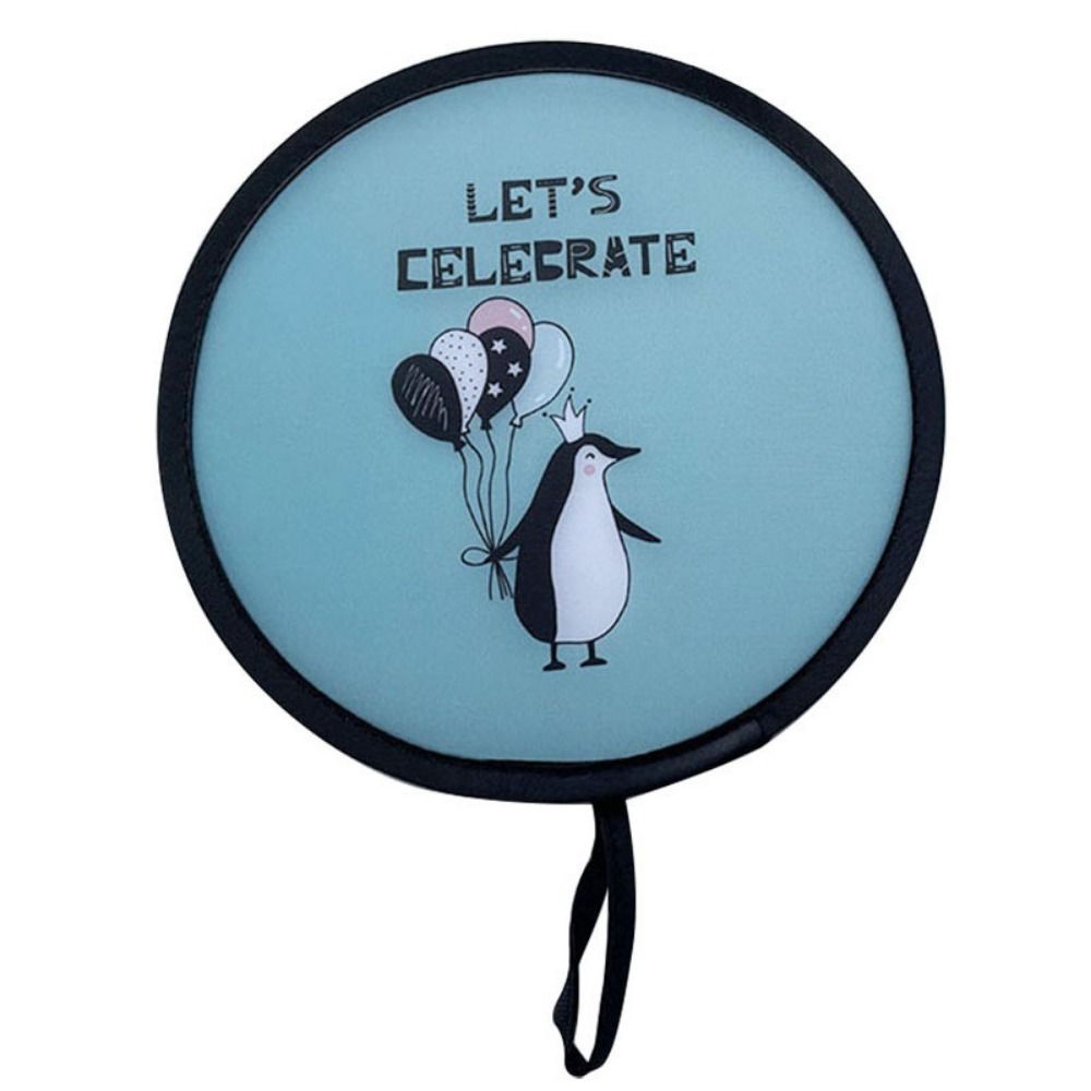 Round Folding Fans Cartoon Hand Fan Circular Fan Pocket Fan  For Beach Lawn