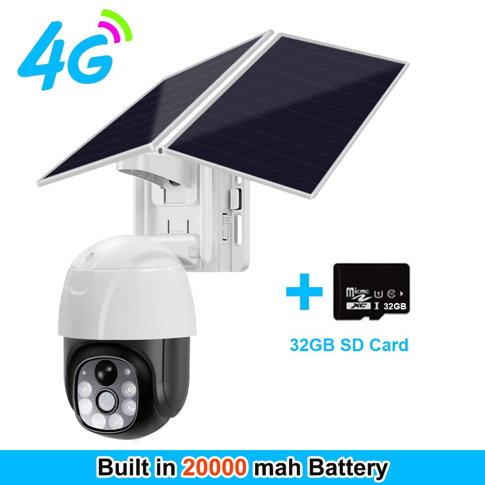 Солнечная камера, беспроводная Wi-Fi 4G, солнечная батарея, наружная охранная камера видеонаблюдения, умная домашняя PIR-камера видеонаблюдения