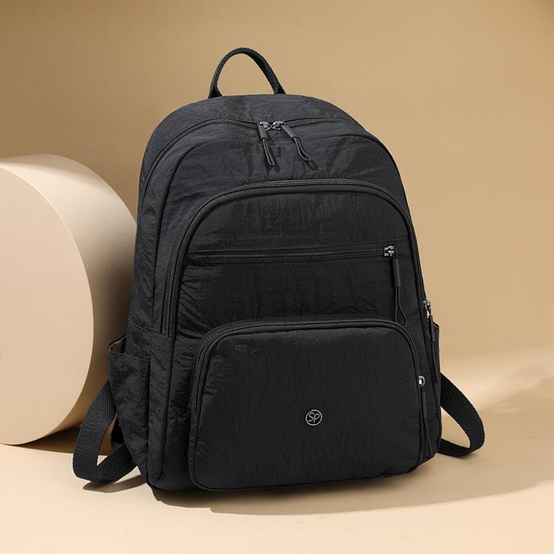 Однотонный рюкзак женский многослойный карман водоотталкивающий нейлоновый рюкзак