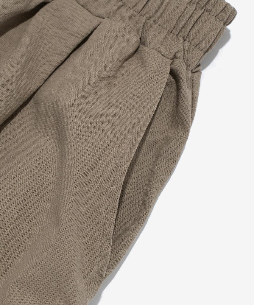 CARGOBROS Linen-Like Pintuck Wide Shorts (Khaki)