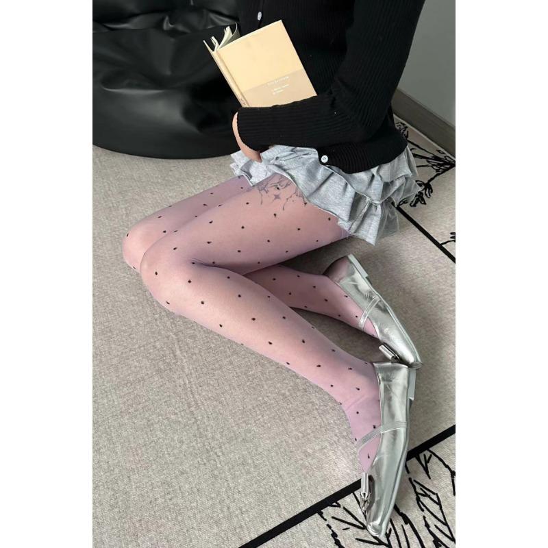 Женские колготки в горошек, ультратонкие нейлоновые чулки, колготки, женское нижнее белье, женские чулочно-носочные изделия, боди с высокой талией