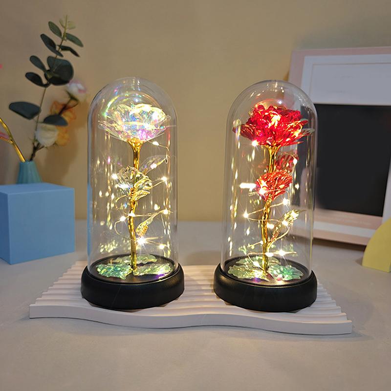 1 комплект светодиодных свадебных роз Galaxy Rose Decor Искусственные цветы светодиодные красные розы подарок на День святого Валентина Роза в акриловой подставке