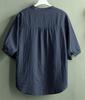 Shirt for Short Loose Large Size [EASTEMPO] Women, Sleeve, Summer, Fit, Business, Casual, 5/8 Sleeve, V-Neck, Cotton, (JP, Alphabet, M, Navy)