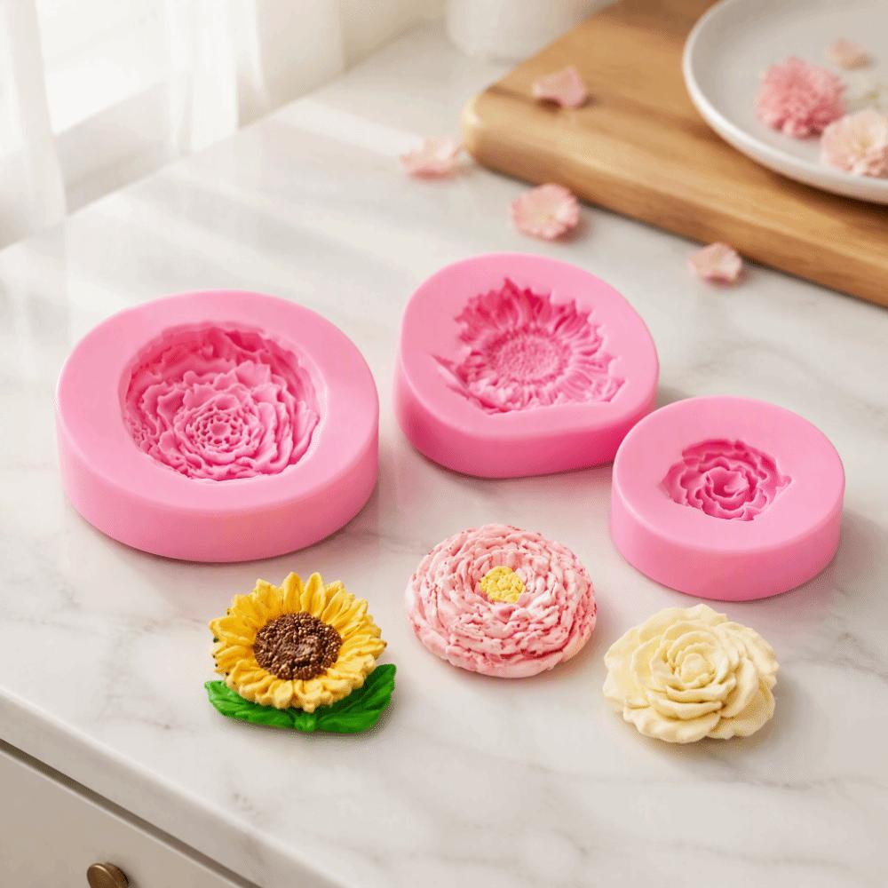 3pcs Heat Resistant Fondant Cake Mold Silicone Chocolate Candy Mold Fondant Chocolate Making