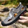 Breathable Mens Sandals Handmade Leather Male Summer Shoes Outdoor Walking Beach Flats Cool Mesh Sneakers Non-Slip Men Sandalias
