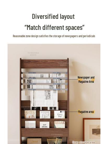 Floor-Standing Bookshelf & Magazine Display Rack